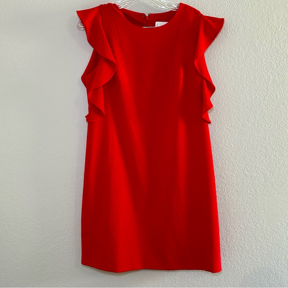 Nicole Miller Red Ruffle Mini Dress women’s‎ 8 Classic elegant office polished